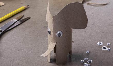 Bastelvorlage Elefant aus Küchenpapierrolle