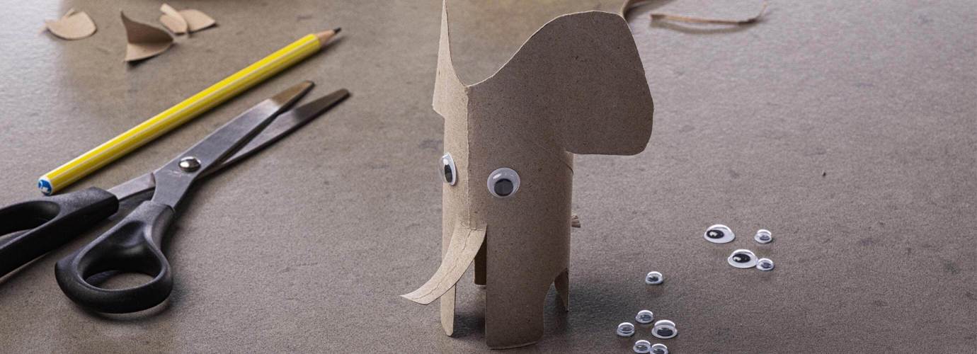 Bastelvorlage Elefant aus Küchenpapierrolle