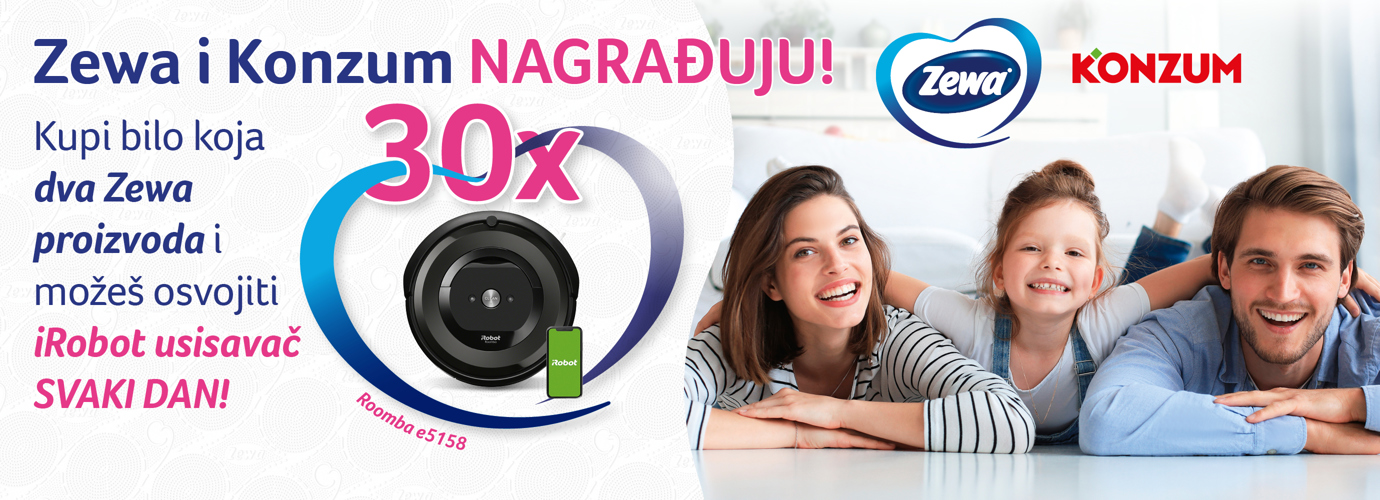 Kupi bilo koja dva Zewa proizvoda i možeš osvojiti iRobot usisavač SVAKI DAN!
Kako do nagrada?